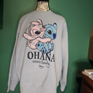Disney Light Blue Sweatshirt with Stitch and Angel